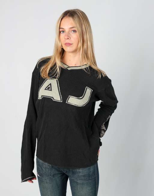 Vintage Armani Jeans M long sleeve top in black