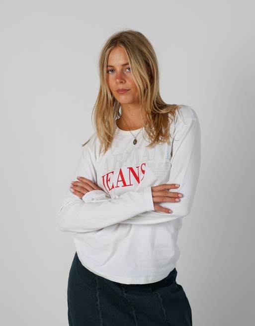 Vintage Armani Jeans M long sleeve top in ivory | ASOS