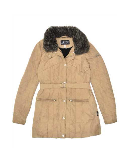 Vintage Armani Jeans Padded Coat EU 40 Medium In Brown