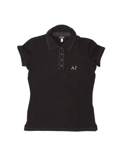 Vintage Armani Jeans Polo Shirt UK 14 Large In Black