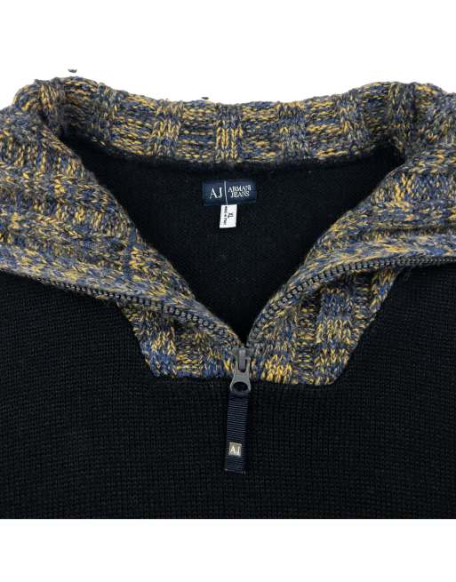 Vintage Armani Jeans Q zip knit jumper size m in black, 4 of 4