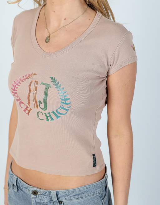 Vintage Armani Jeans S baby tee in tan, 4 of 4