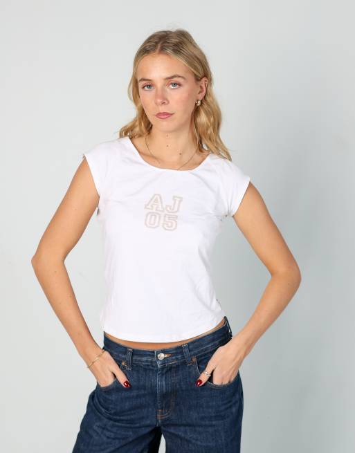 Vintage Armani Jeans S baby tee in white