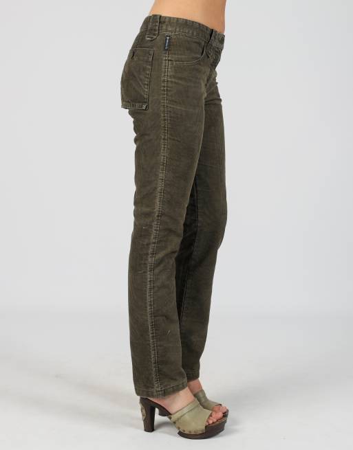 Vintage Armani Jeans S cord casual trousers in dark green, 2 of 4