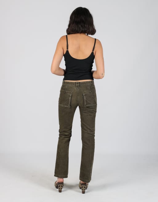 Vintage Armani Jeans S cord casual trousers in dark green, 3 of 4