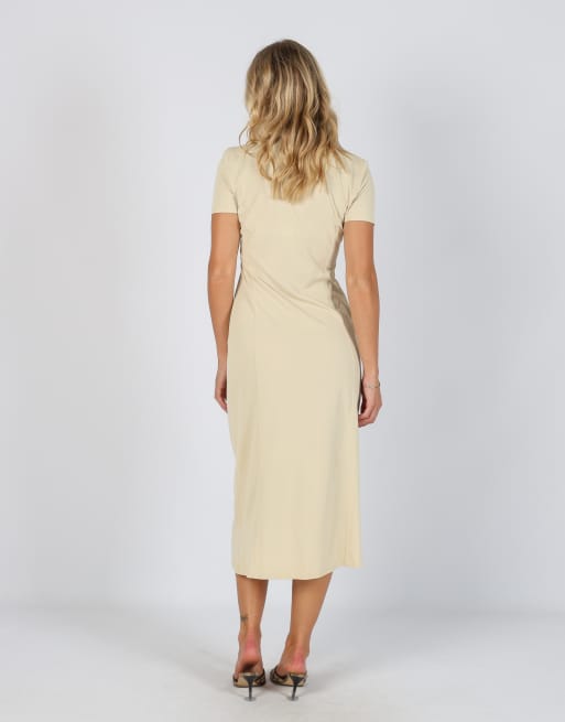 Vintage Armani Jeans S woven midi dress in cream, 3 of 4