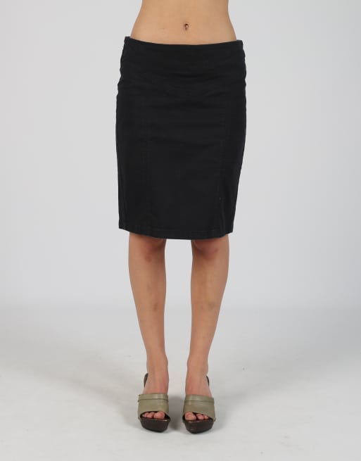 Vintage Armani Jeans S woven midi skirt in black, 2 of 4