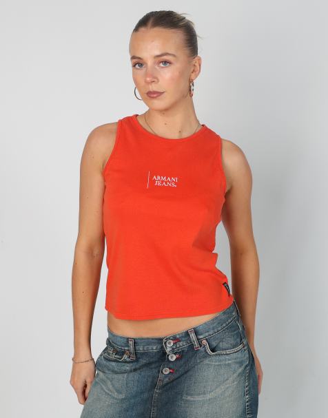 Vintage Armani Jeans S woven vest in coral - view 1