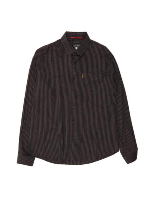Vintage Armani Jeans Shirt 2XL In Black Striped