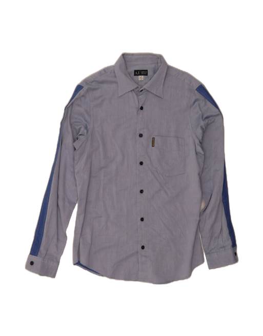 Vintage Armani Jeans Shirt Medium In Blue Pinstripe