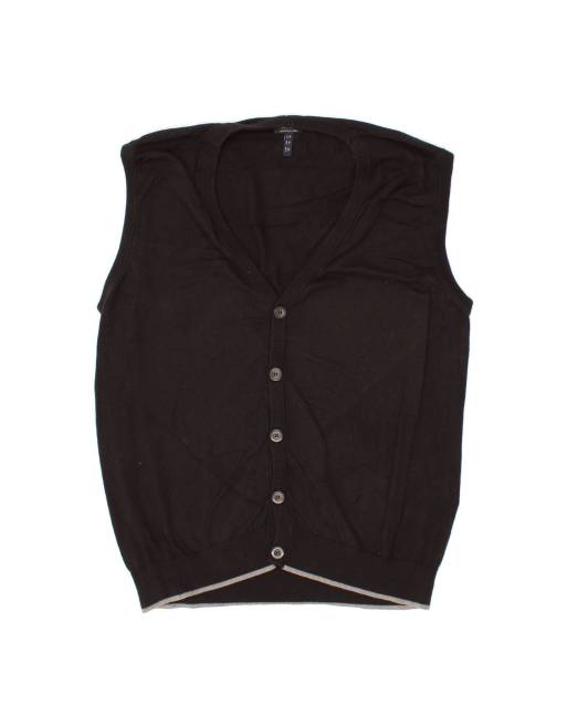 Vintage Armani Jeans Sleeveless Cardigan Sweater XL In Black