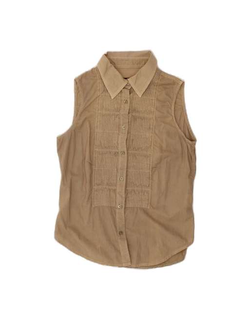 Vintage Armani Jeans Sleeveless Shirt Blouse US 6 Medium In Beige