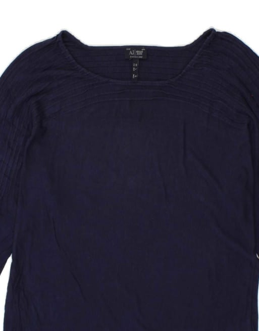 Vintage Armani Jeans Top 3/4 Sleeve US 10 Large In Blue, 3 of 4
