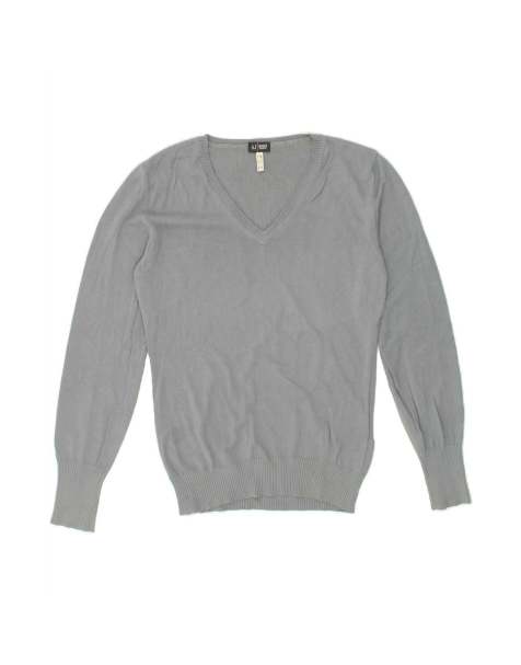Vintage Armani Jeans V-neck Jumper Sweater EU 44 Large In Grey - view 1