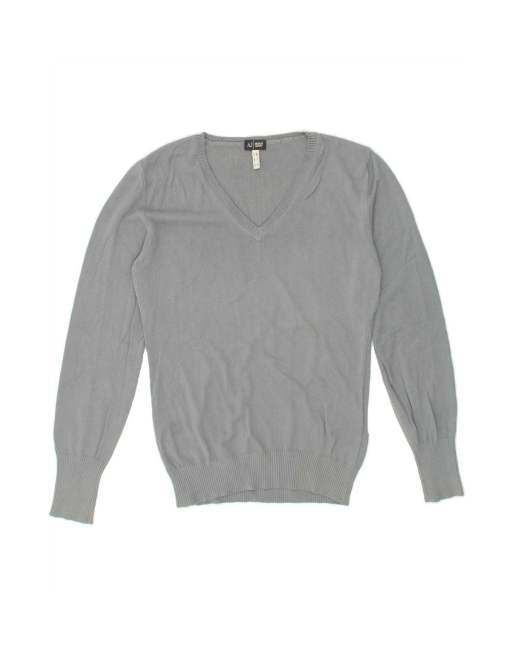 Vintage Armani Jeans V-neck Jumper Sweater EU 44 Large In Grey