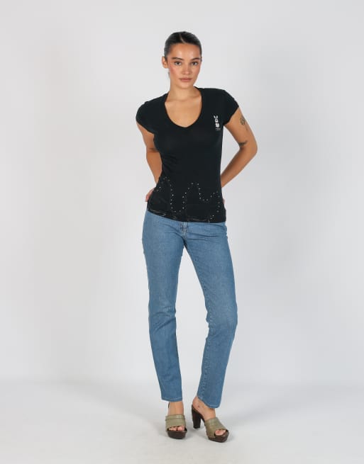 Vintage Armani Jeans XS straight jeans in blue, 1 of 4