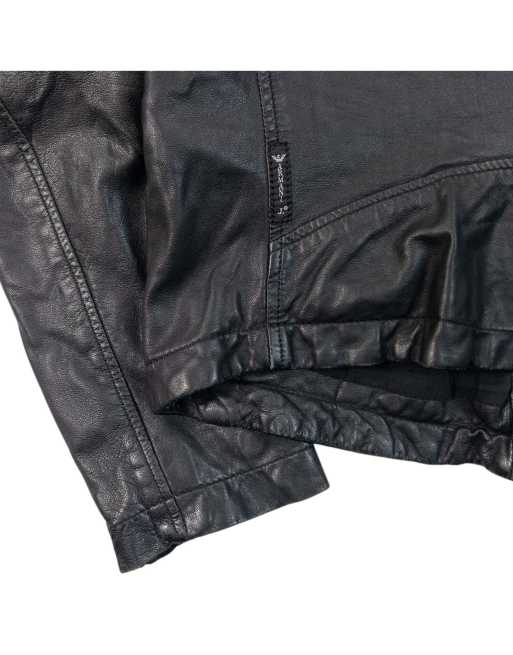 Vintage Armani Jeans Zip Up Leather Jacket Size M, 6 of 7