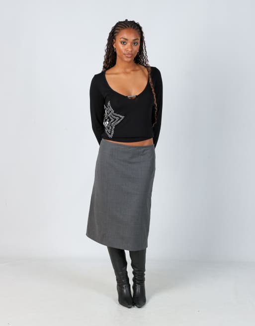 Vintage Armani M formal skirt in grey