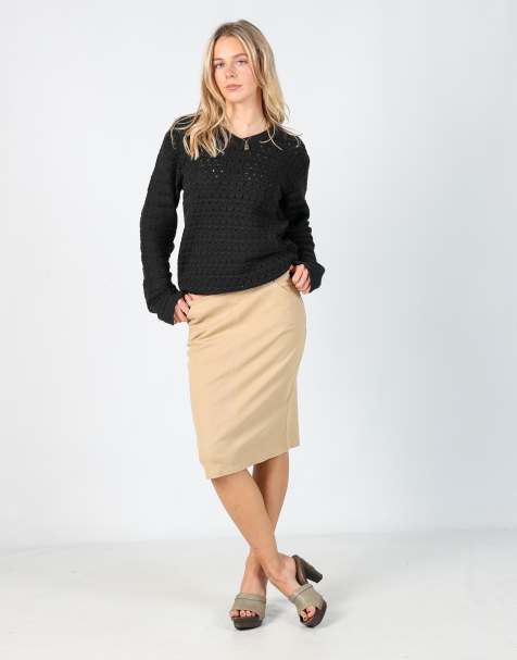 Vintage Armani S woven midi skirt in tan - view 1