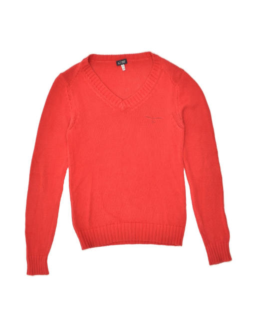 Vintage Armani V-neck Jumper Sweater EU 42 Large In Red