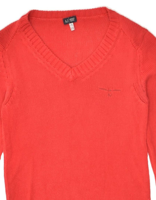 Vintage Armani V-neck Jumper Sweater EU 42 Large In Red, 3 of 4