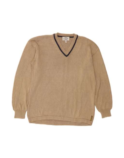 Vintage Armani V-neck Jumper Sweater Large In Beige