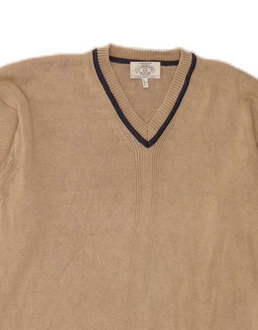 Vintage Armani V-neck Jumper Sweater Large In Beige, 3 of 4