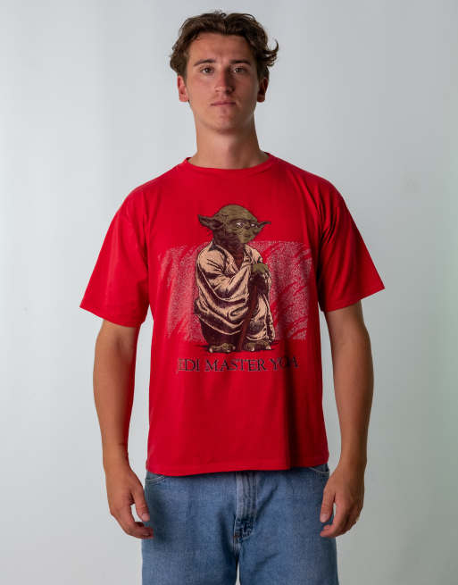 Vintage Artex Jedi Master Yoda L Oversized Single Stitch T-Shirt Artex Jedi Master Yoda Red