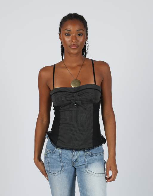 Vintage Artigli S cami in charcoal grey