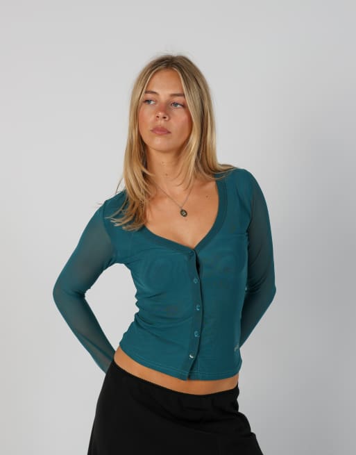 Vintage Artigli S mesh top in turquoise, 3 of 4