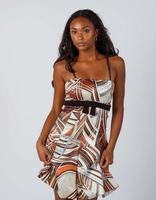 Vintage Artigli S woven midi dress in brown, 4 of 4