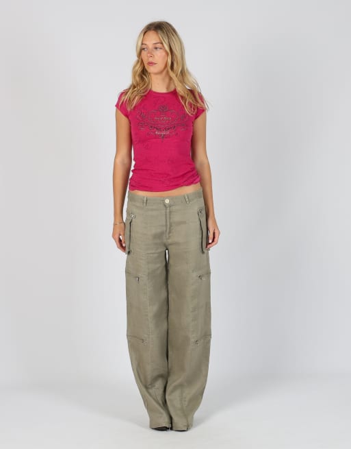 Vintage Asciok S casual trousers in khaki green
