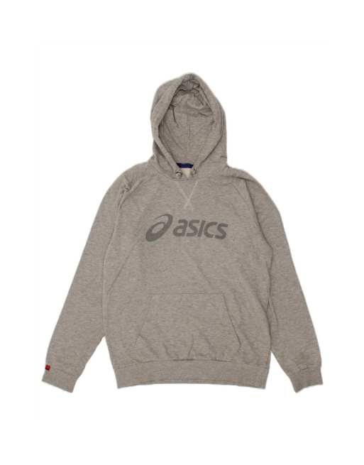 Vintage Asics Graphic Hoodie Jumper Large In Grey