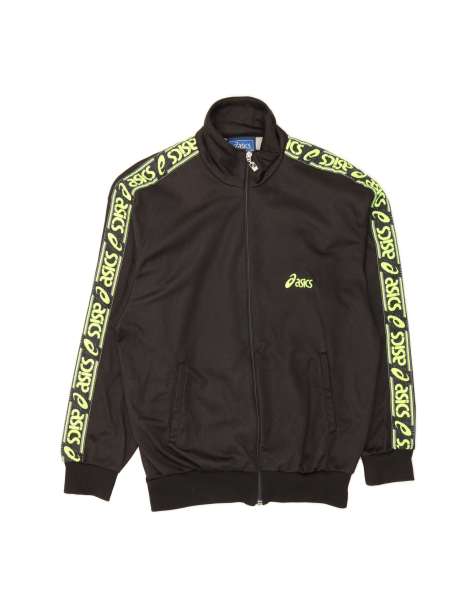 Vintage Asics Graphic Tracksuit Top Jacket It 44 XS In Black - view 1