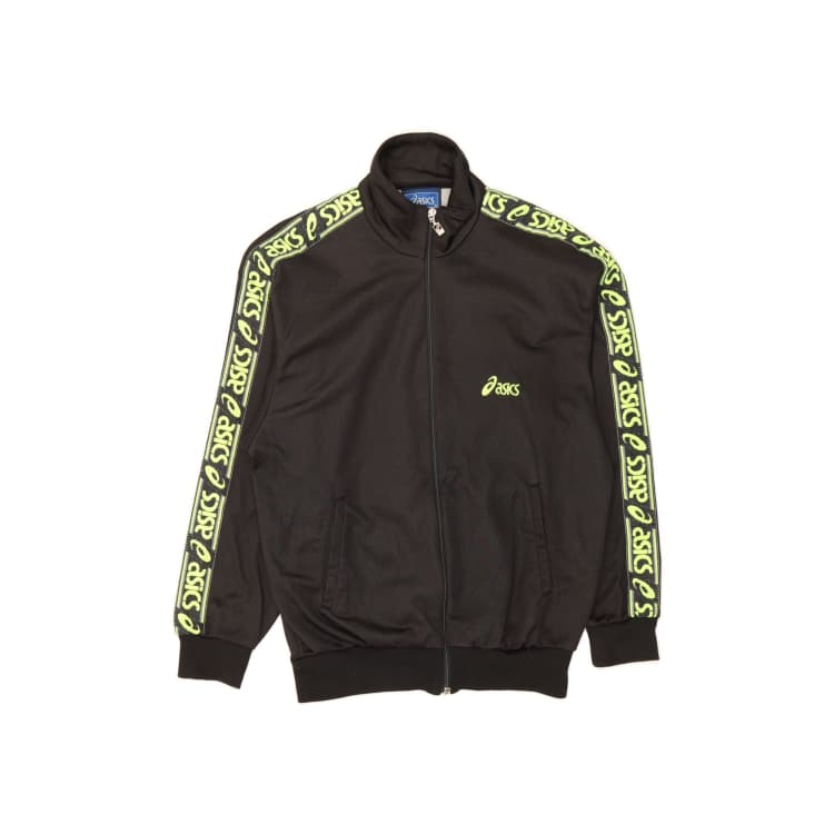 Vintage Asics Graphic Tracksuit Top Jacket It 44 XS In Black | ASOS