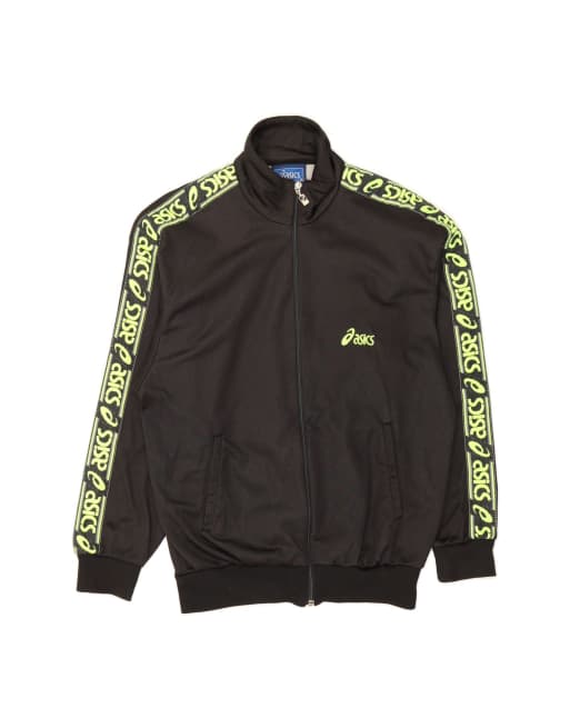 Vintage Asics Graphic Tracksuit Top Jacket It 44 XS In Black
