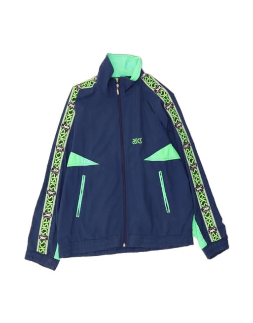 Vintage Asics Graphic Tracksuit Top Jacket It 48 Medium In Blue Colourblock