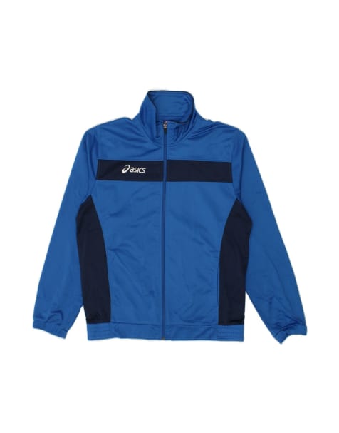 Vintage Asics Graphic Tracksuit Top Jacket Large In Blue Colourblock - view 1