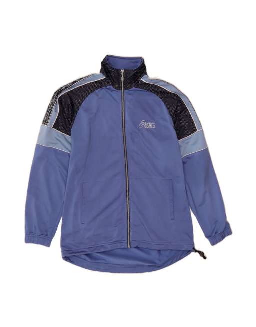 Vintage Asics Graphic Tracksuit Top Jacket Large In Blue Colourblock