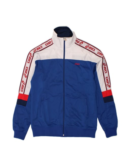 Vintage Asics Graphic Tracksuit Top Jacket Medium In Blue Colourblock