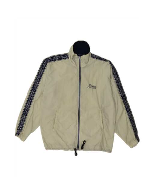 Vintage Asics Graphic Tracksuit Top Jacket Small In Off In White