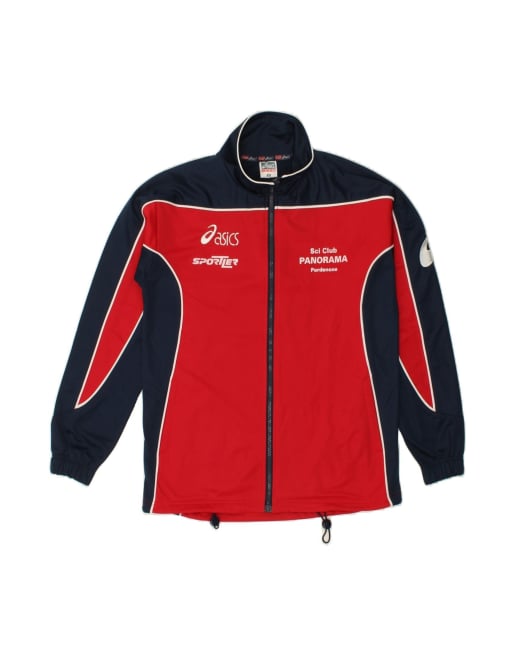 Vintage Asics Graphic Tracksuit Top Jacket Small In Red Colourblock