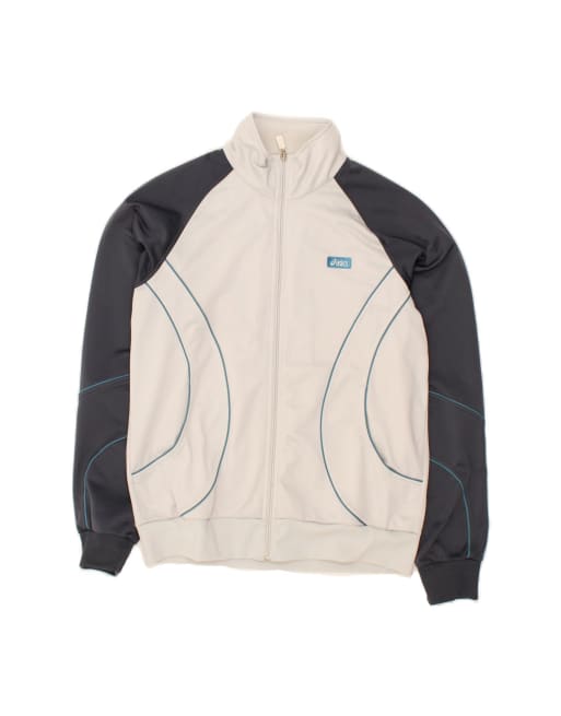 Vintage Asics Graphic Tracksuit Top Jacket UK 16 Large In White Colourblock