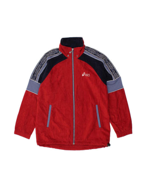Vintage Asics Graphic Tracksuit Top Jacket XS In Red Colourblock
