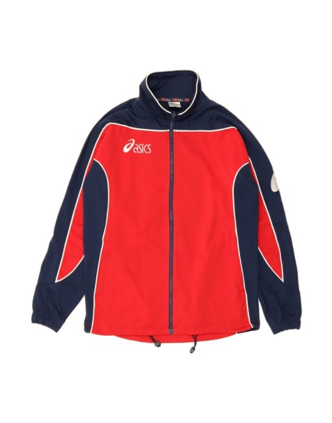 Vintage Asics Graphic Tracksuit Top Jacket XS In Red Colourblock - view 1
