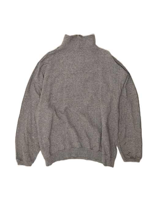Vintage Asics Graphic Zip Neck Sweatshirt Jumper Large In Grey Flecked