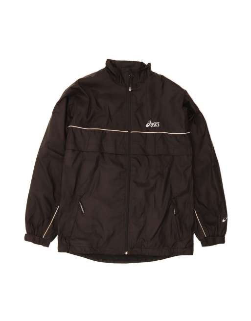 Vintage Asics Rain Jacket UK 42 XL In Black