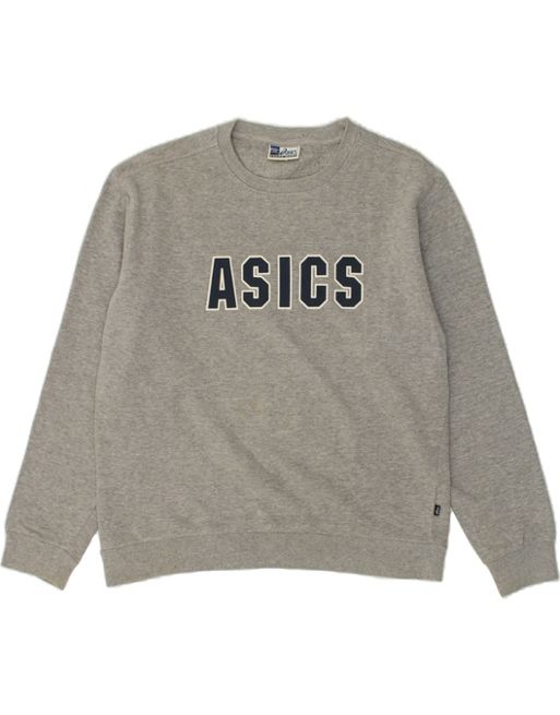 Vintage Asics Size L Graphic Sweatshirt Jumper in Grey