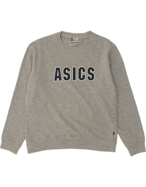 Vintage Asics Size L Graphic Sweatshirt Jumper in Grey