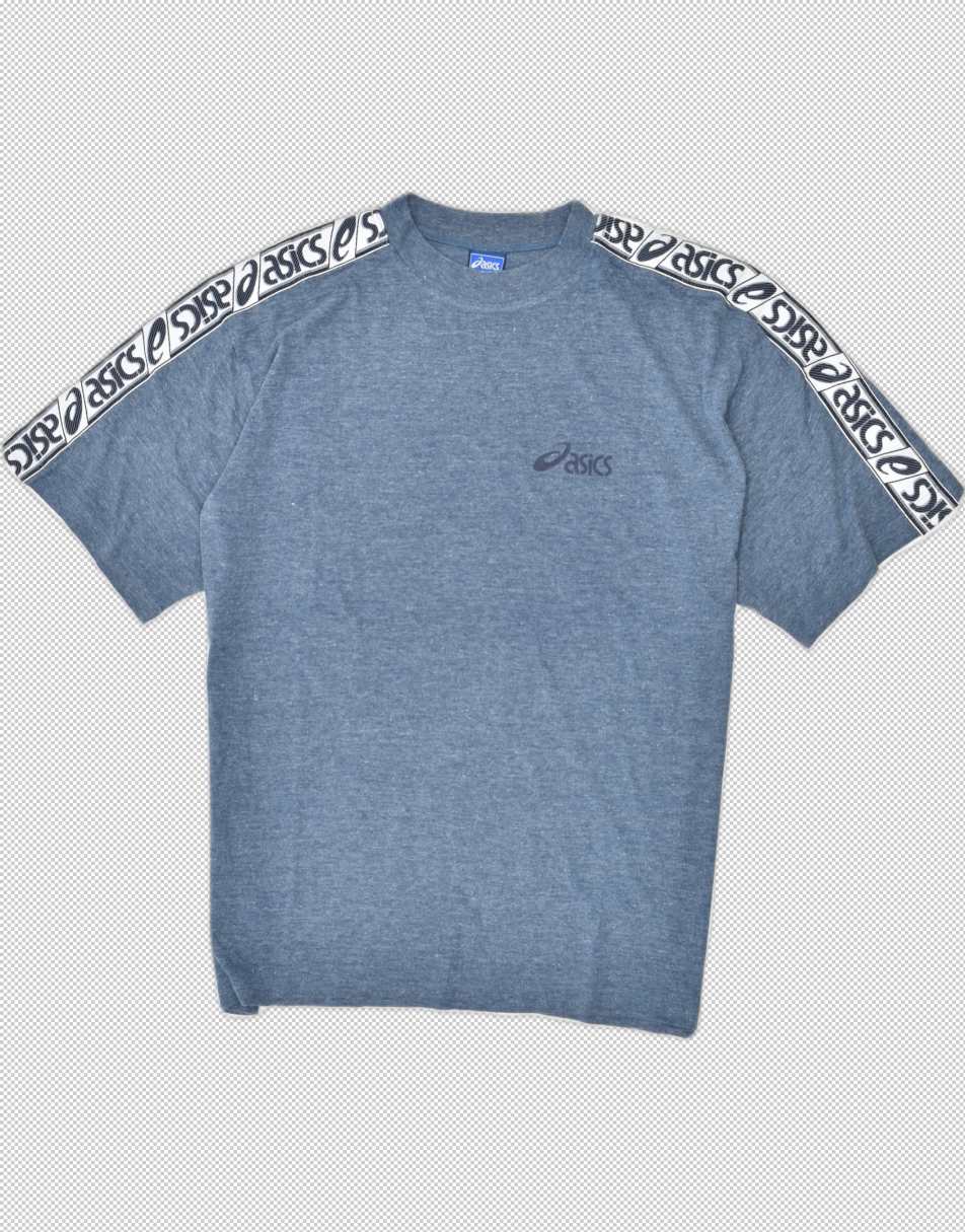 Vintage Asics Size M 90s graphic t-shirt top in blue
